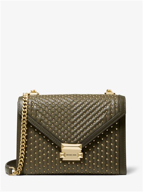 michael kors whitney large studded leather convertible shoulder bag|whitney medium quilted shoulder bag.